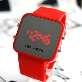 LED ঘড়ির 12colors নরনারীনির্বিশেষে পরিধেয় ডিজিটাল আয়না প্রদর্শন সিলিকন চাবুক LJX09