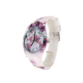 ফ্লাওয়ার মুদ্রণ সিলিকন wristband ওয়াচ জল প্রতিরোধী নরনারীনির্বিশেষে পরিধেয় কোয়ার্টজ ওয়াচ