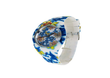 ফ্লাওয়ার মুদ্রণ সিলিকন wristband ওয়াচ জল প্রতিরোধী নরনারীনির্বিশেষে পরিধেয় কোয়ার্টজ ওয়াচ